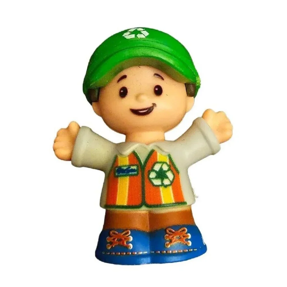 Fisher Price Little People Trash Man Recycle Boy Figure 2016 Mattel Kids Toy